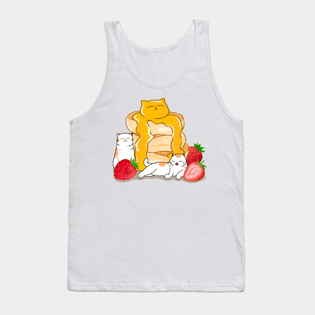 Kawaii Kitten Pancakes Tank Top by Kimprut